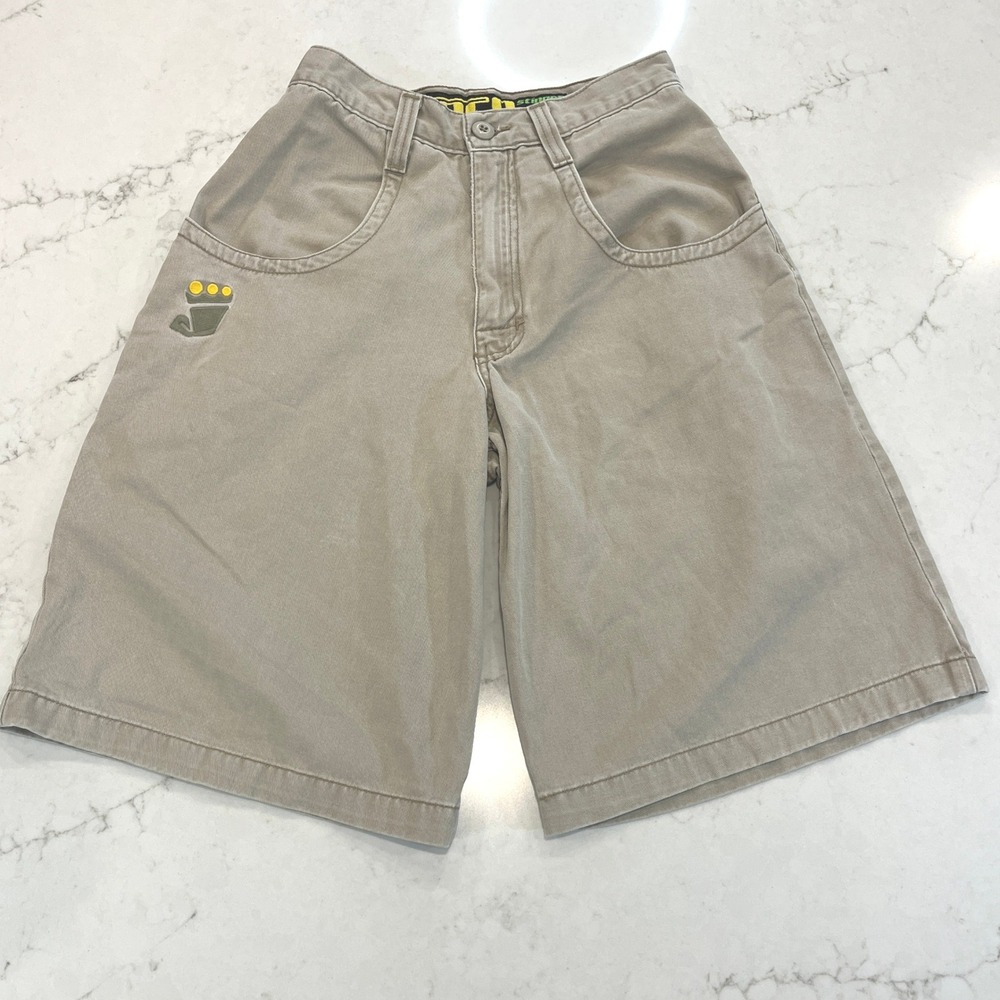 JNCO Stinger Shorts Mens 28 Tan Cotton Vtg Baggy Streetwear Skater USA Rare